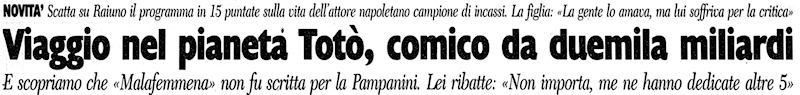 1993 11 12 Corriere della Sera Il pianeta Toto TV intro