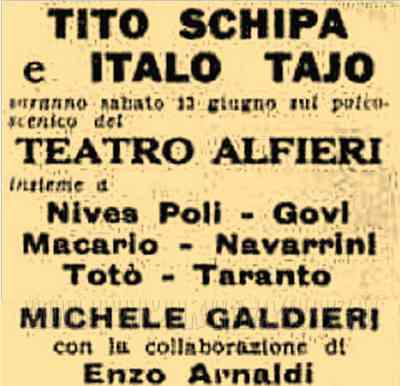 1942 06 10 La Stampa Toto Taranto Macario Vives All Alfieri intro