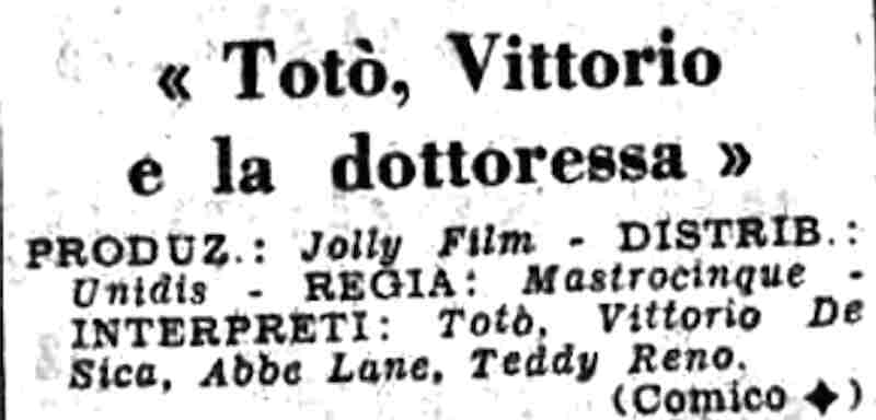 1957 12 24 Il Popolo Toto Vittorio dottoressa intro