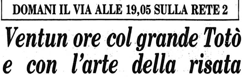 1980 12 07 Corriere della Sera Il Pianeta Toto TV intro